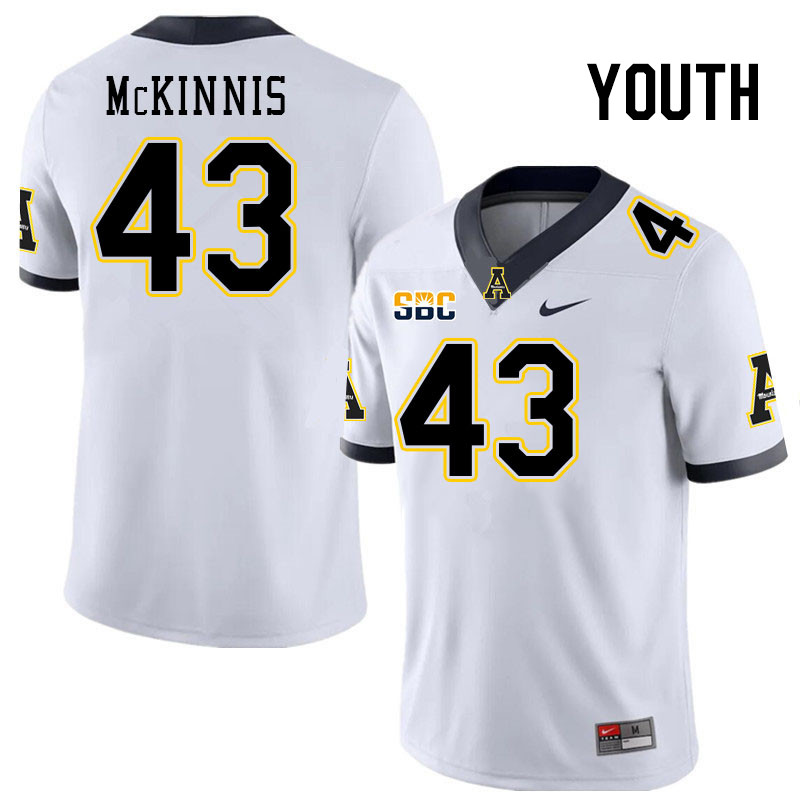 Youth #43 Ryan McKinnis Appalachian State Mountaineers College Football Jerseys Stitched Sale-White